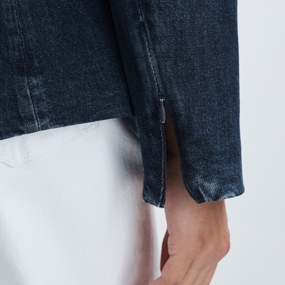 Good American DENIM SCULPTED BLAZER IN NAVY Size XS - Picture 3 of 8